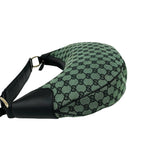 Gucci GG Logo Pattern Canvas Leather Shoulder Bag Green Black — view 5