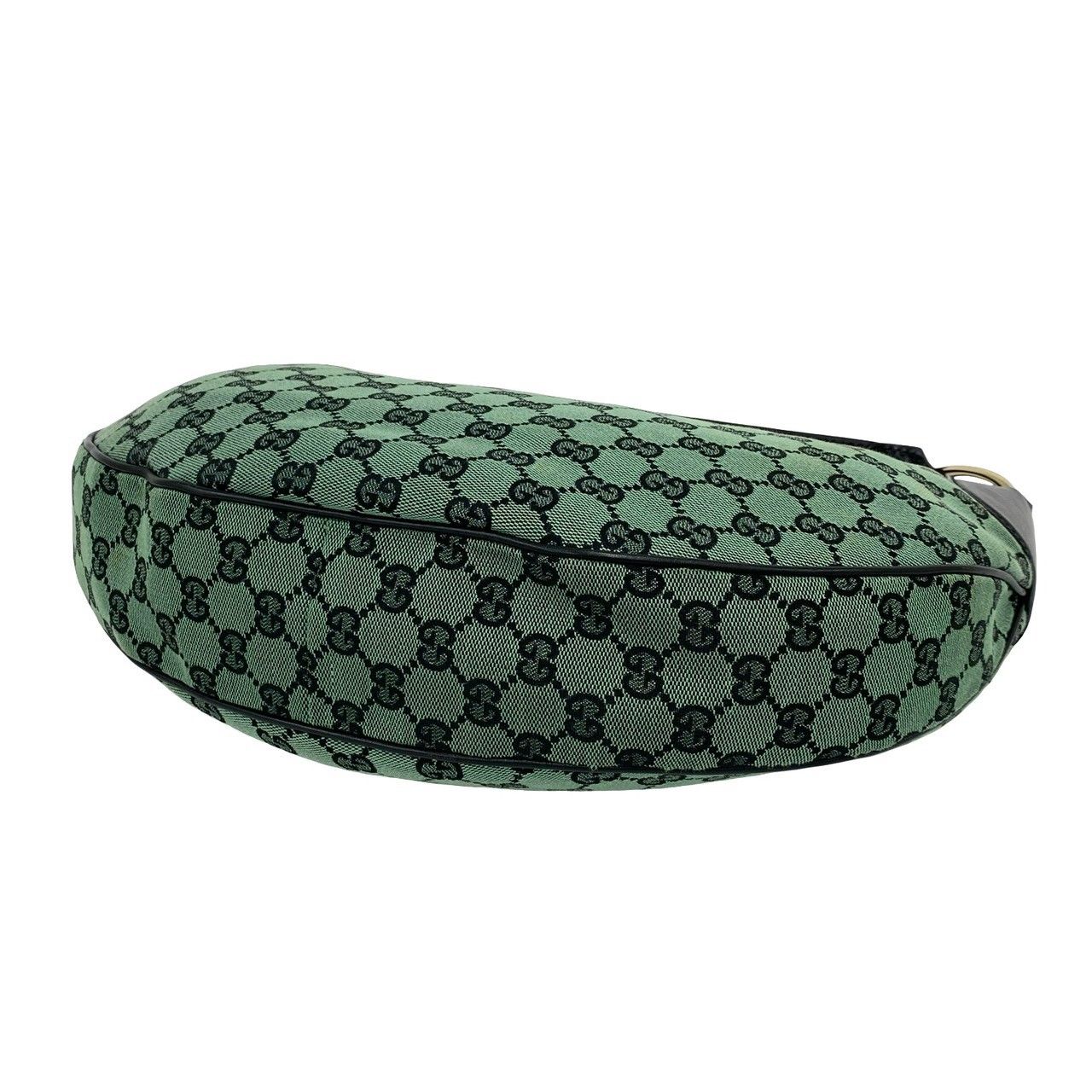 Gucci GG Logo Pattern Canvas Leather Shoulder Bag Green Black — view 8