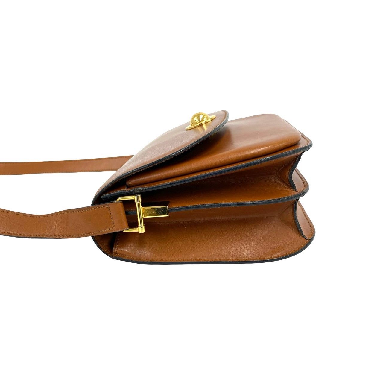 Celine Vintage Logo Star Ball Leather Shoulder Bag Pochette Brown — view 5