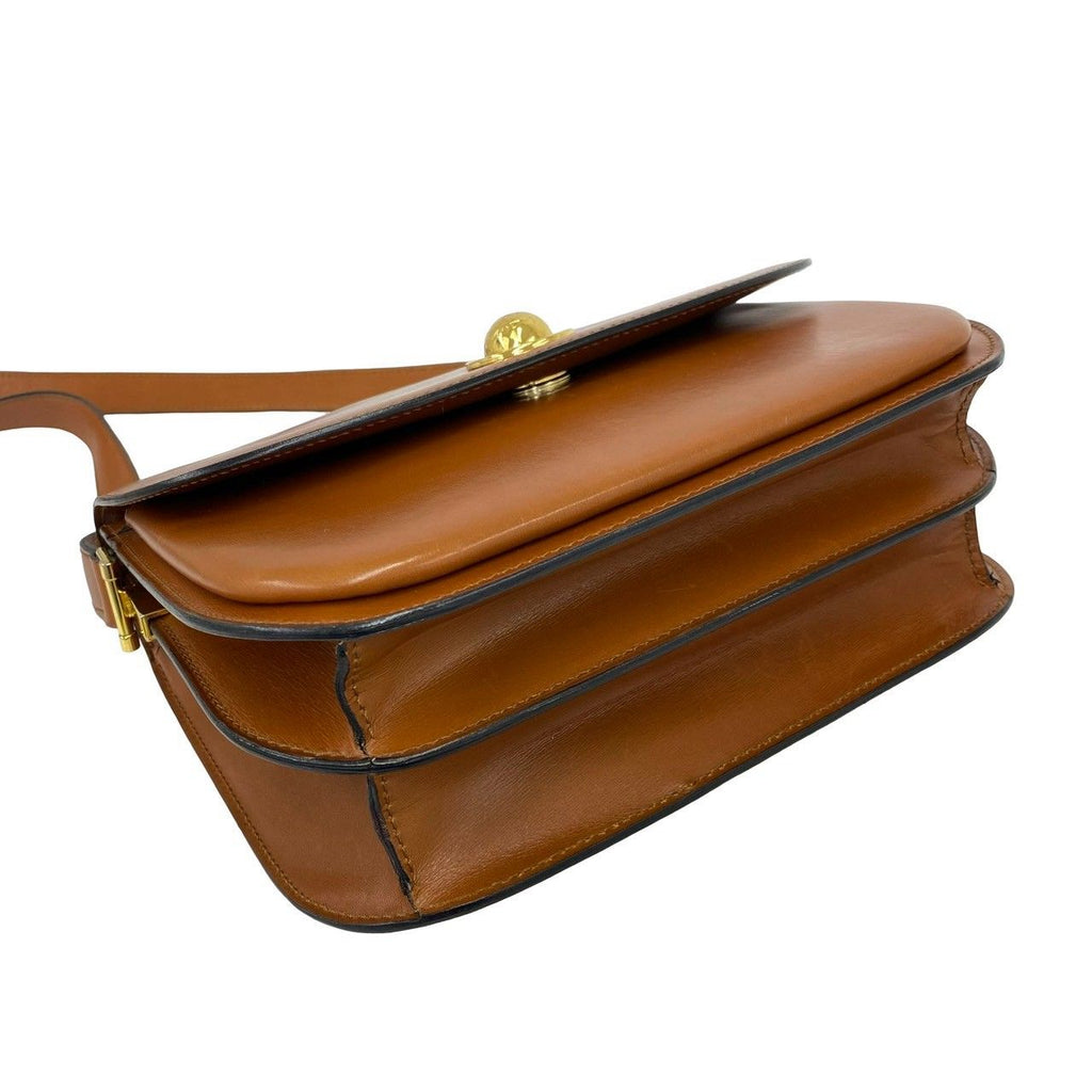 Celine Vintage Logo Star Ball Leather Shoulder Bag Pochette Brown — view 7