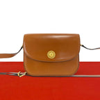 Celine Vintage Logo Star Ball Leather Shoulder Bag Pochette Brown