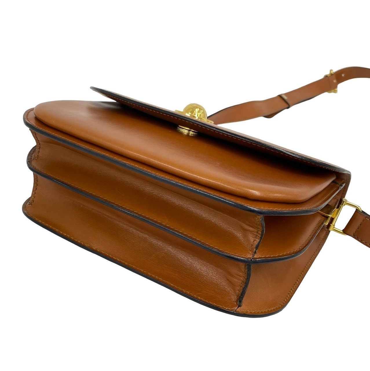 Celine Vintage Logo Star Ball Leather Shoulder Bag Pochette Brown — view 8