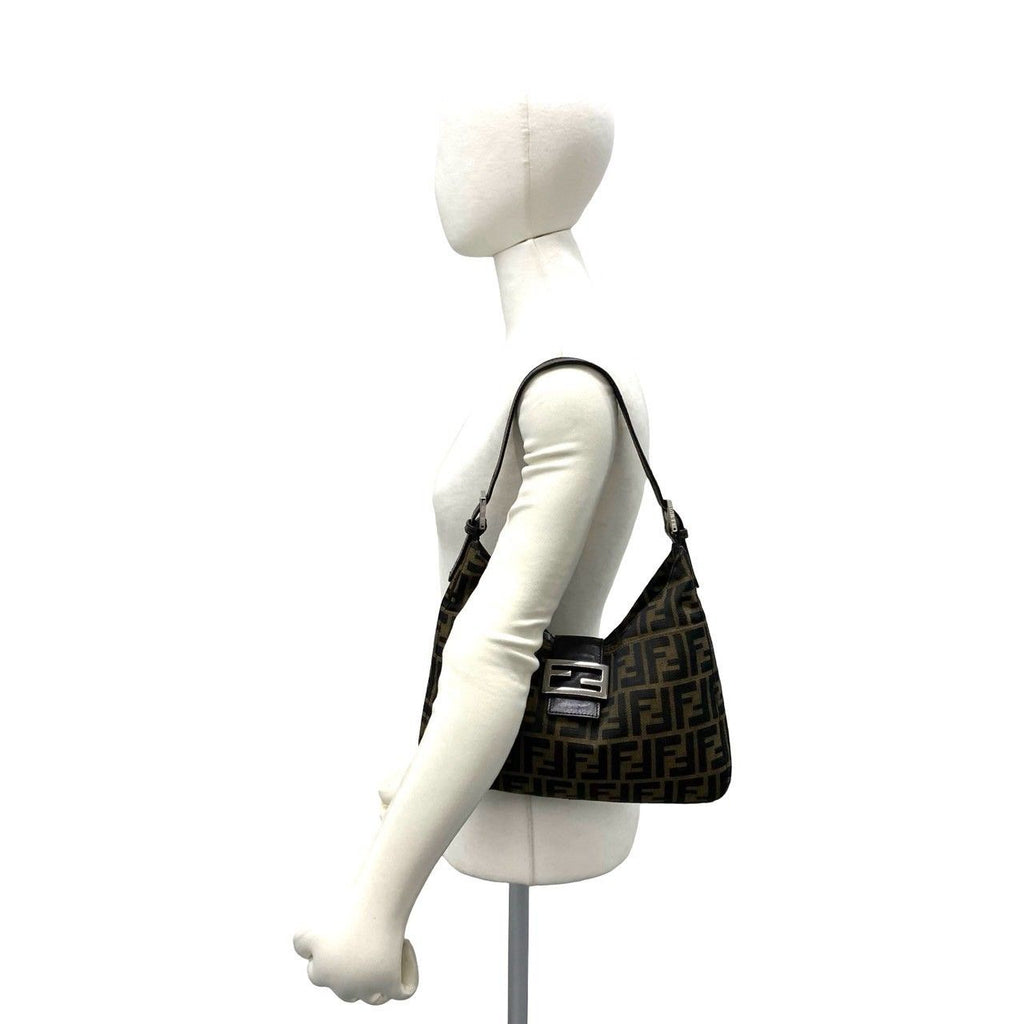 Fendi Vintage Zucca FF Pattern Canvas Leather Shoulder Bag Brown — view 2