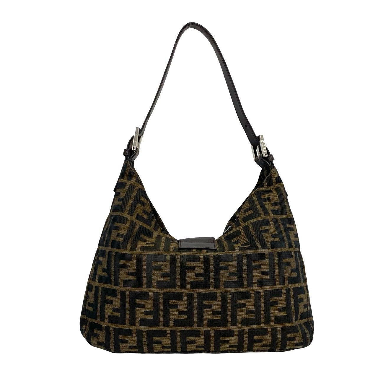 Fendi Vintage Zucca FF Pattern Canvas Leather Shoulder Bag Brown — view 3