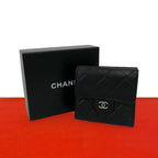 Chanel Quilted CC Logo Lambskin Leather Trifold Wallet Mini Black