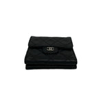 Chanel Quilted CC Logo Lambskin Leather Trifold Wallet Mini Black — view 6