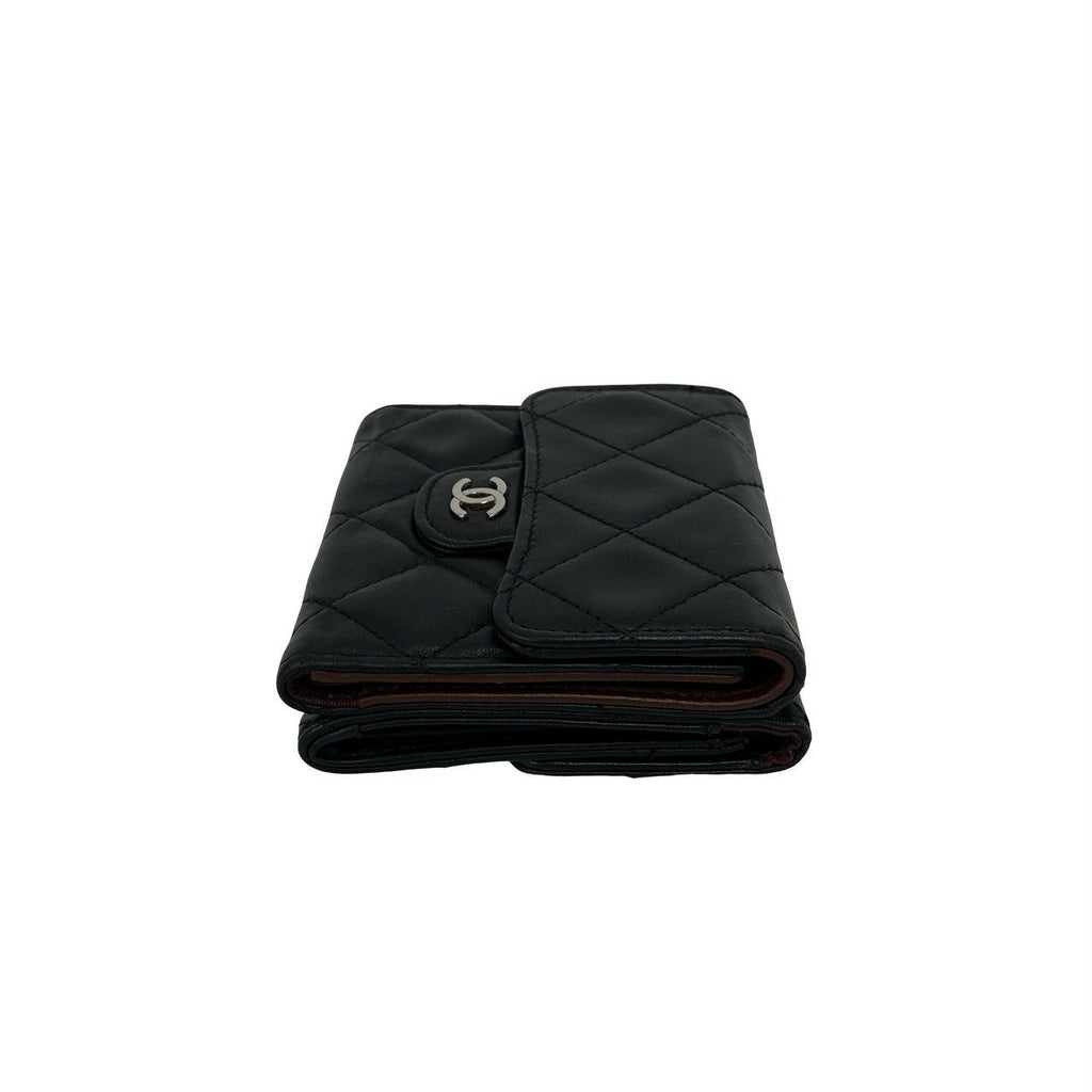 Chanel Quilted CC Logo Lambskin Leather Trifold Wallet Mini Black — view 5