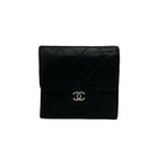 Chanel Quilted CC Logo Lambskin Leather Trifold Wallet Mini Black — view 2