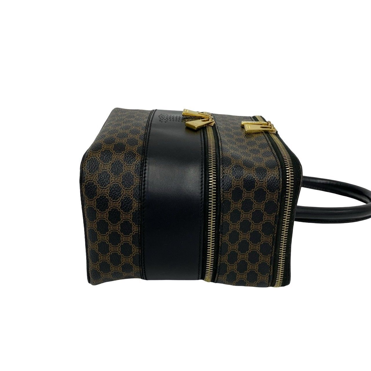 Celine Vintage Macadam Blason Pattern Triomphe Leather Handbag Vanity Bag Brown — view 6