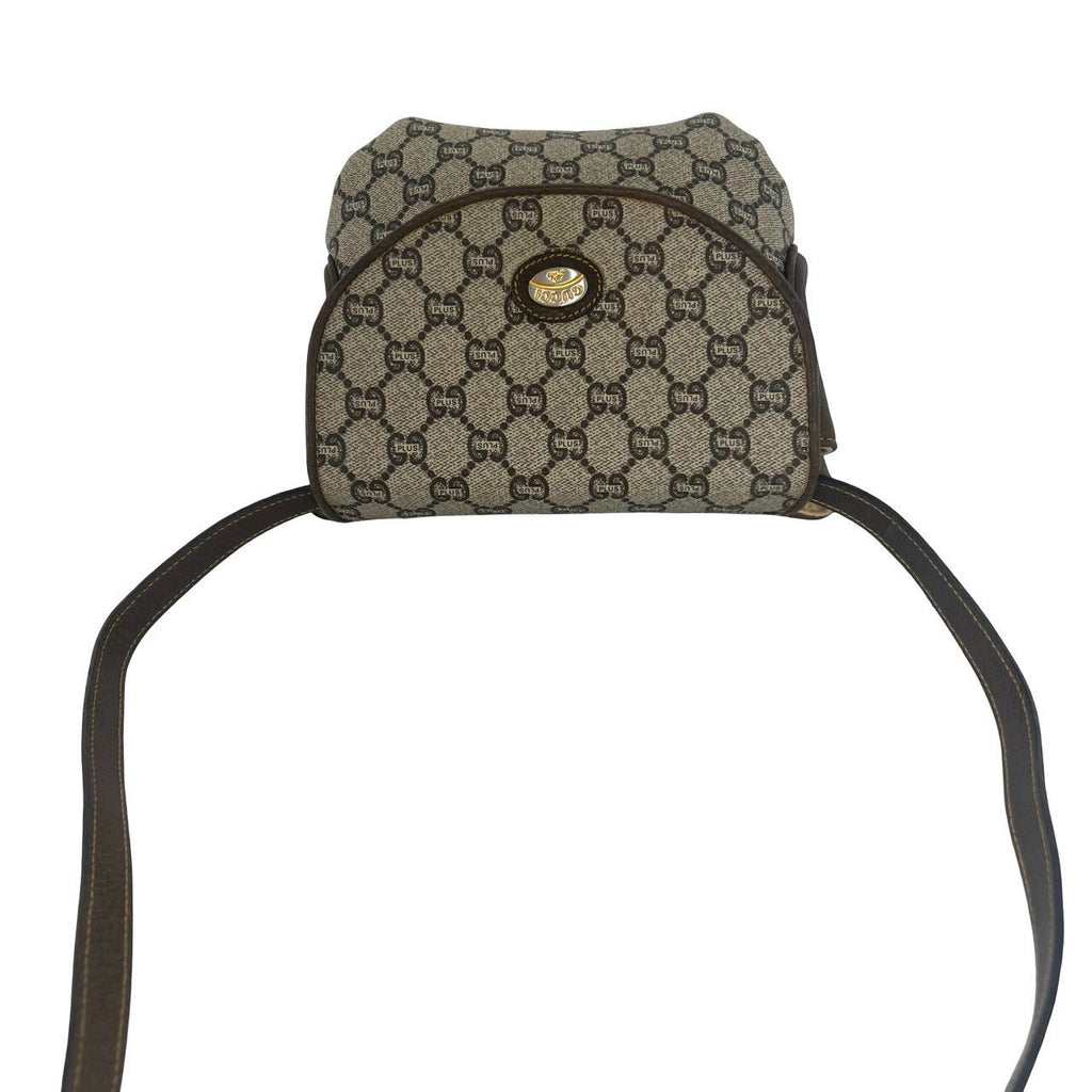 Gucci Vintage Plus Logo Leather Shoulder Bag Crossbody Pochette Brown — view 4