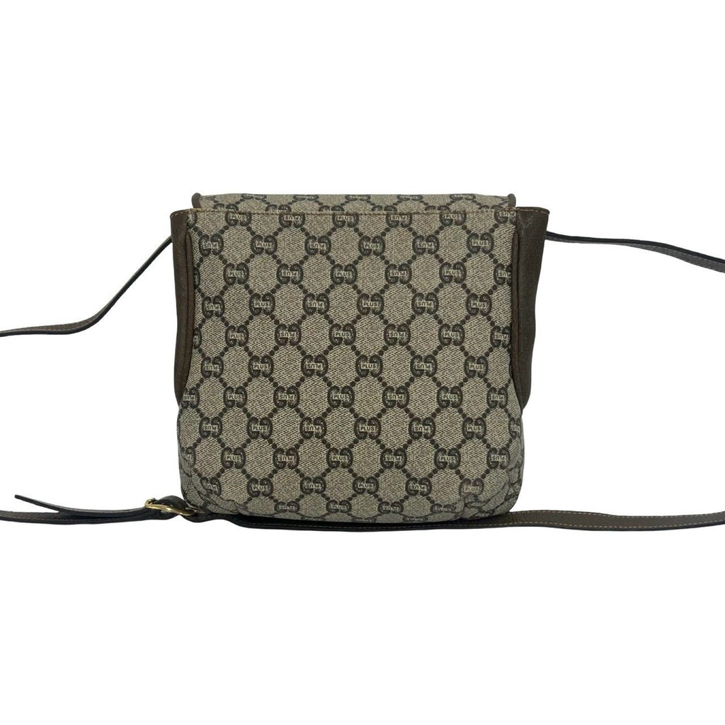 Gucci Vintage Plus Logo Leather Shoulder Bag Crossbody Pochette Brown — view 3