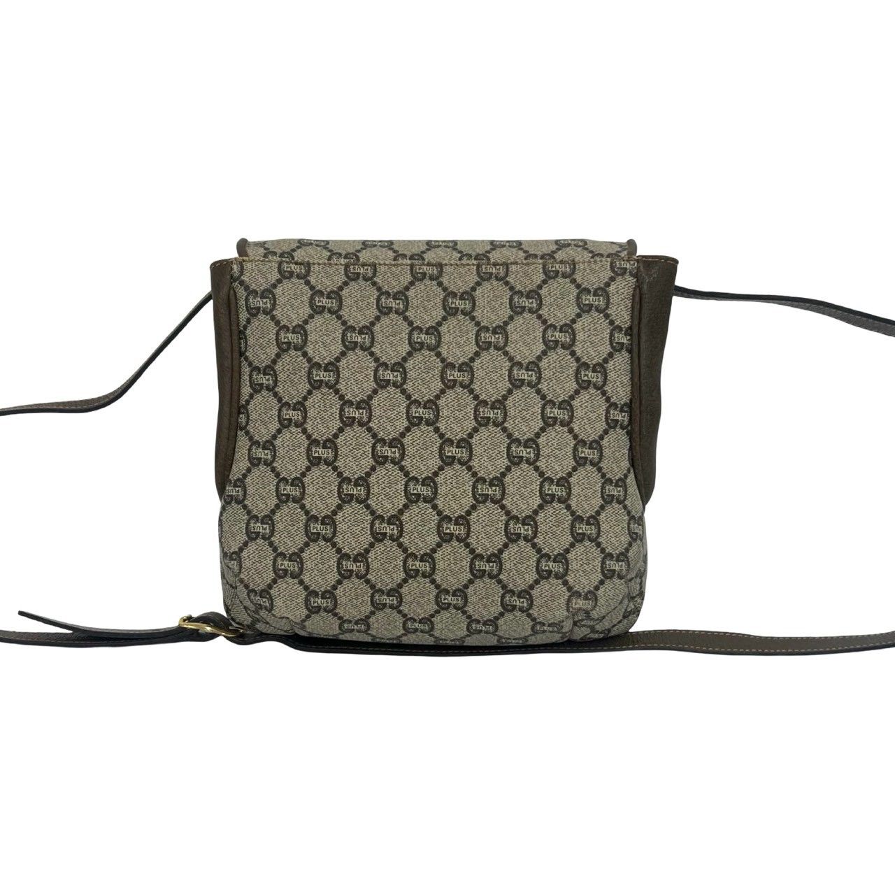 Gucci Vintage Plus Logo Leather Shoulder Bag Crossbody Pochette Brown — view 3