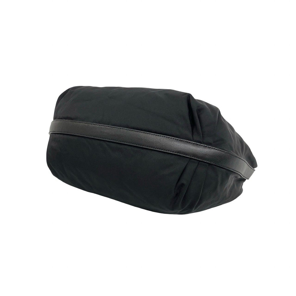 Prada Triangle Logo Tessuto Nylon Saffiano Leather Shoulder Bag Black — view 8