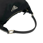 Prada Triangle Logo Tessuto Nylon Saffiano Leather Shoulder Bag Black — view 4