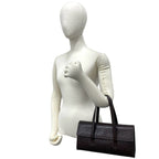 Celine C Macadam Triomphe Logo Pattern Embossed Leather Mini Boston Bag Brown — view 2
