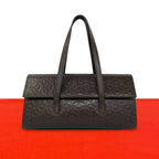 Celine C Macadam Triomphe Logo Pattern Embossed Leather Mini Boston Bag Brown