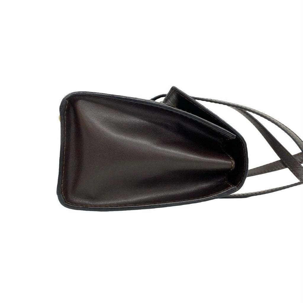 Celine C Macadam Triomphe Logo Pattern Embossed Leather Mini Boston Bag Brown — view 6