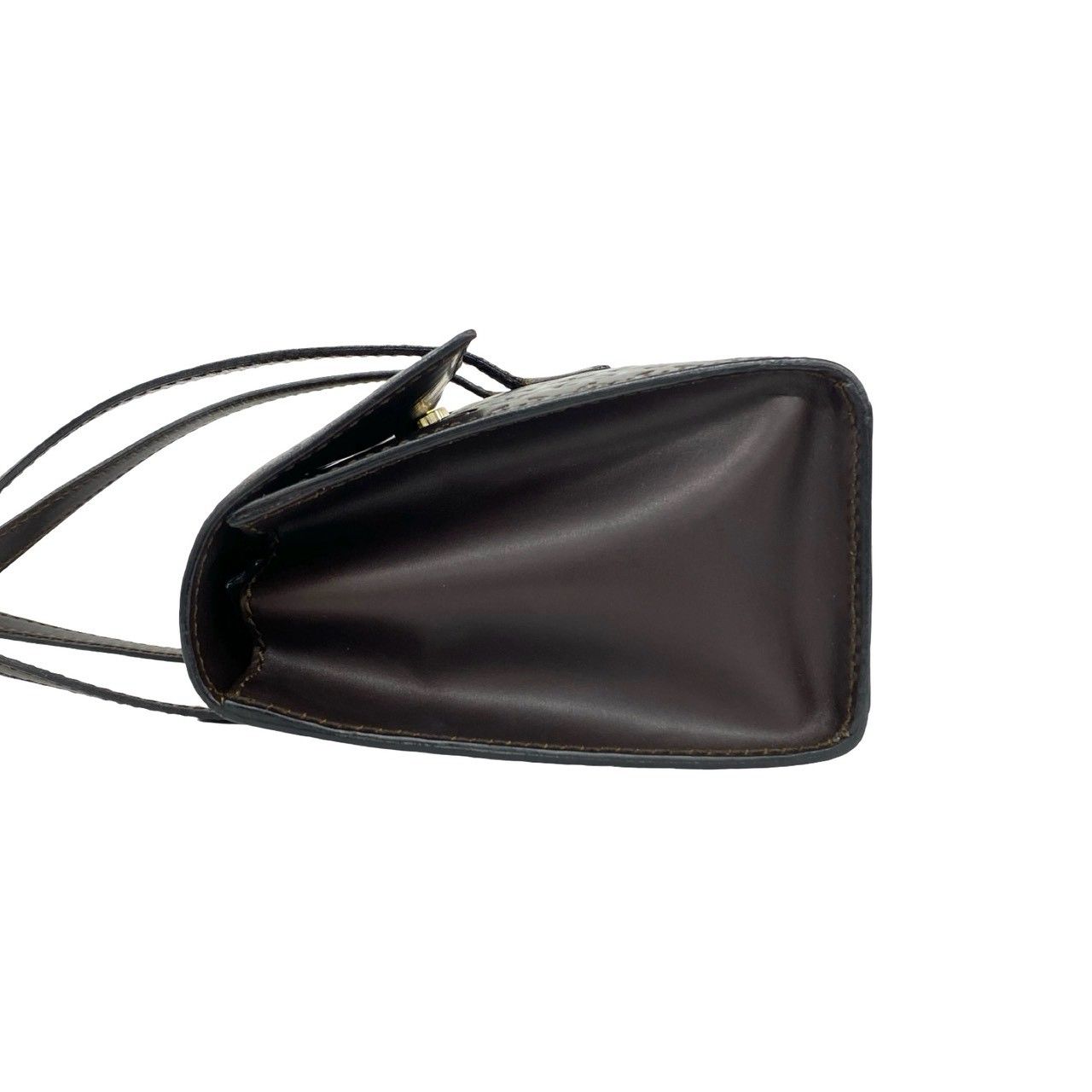 Celine C Macadam Triomphe Logo Pattern Embossed Leather Mini Boston Bag Brown — view 5