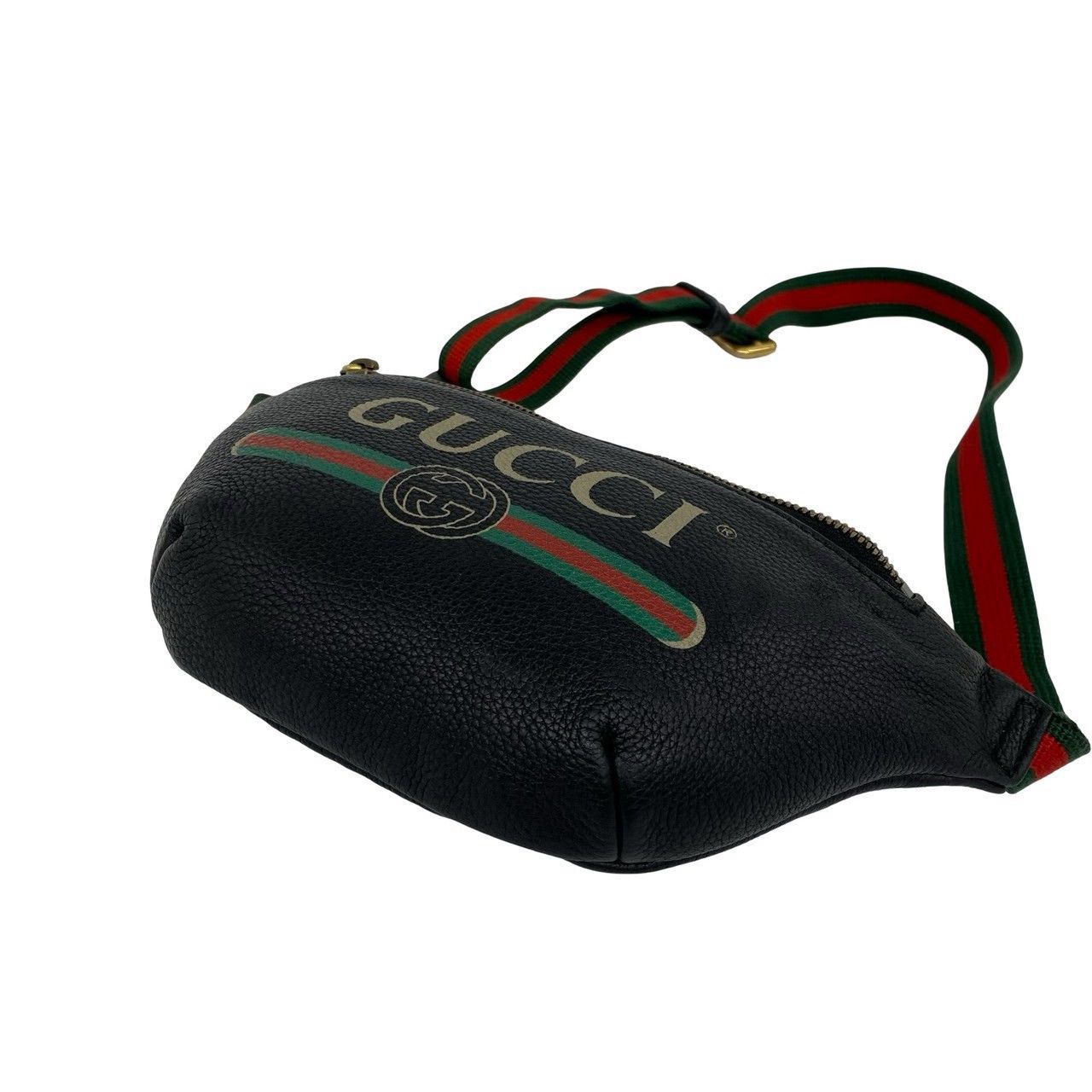 Gucci Print Small Belt Sherry Line Leather Bag Waist Pouch Black — view 8