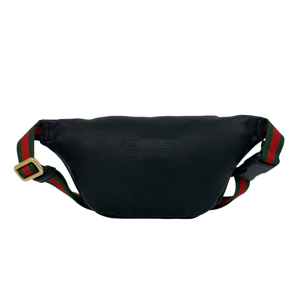Gucci Print Small Belt Sherry Line Leather Bag Waist Pouch Black — view 3