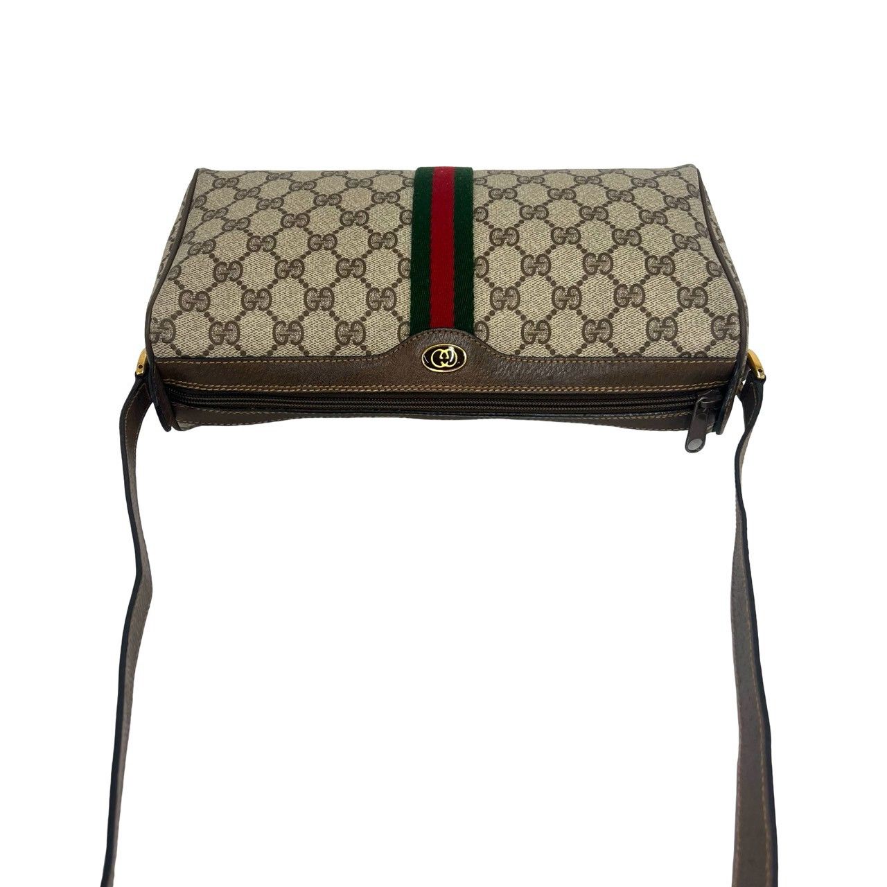 Gucci Vintage Sherry Line GG Logo Pattern Leather Shoulder Bag Pochette Brown — view 4
