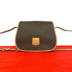 Celine Vintage Macadam Blason Pattern Triomphe Leather Shoulder Bag Pochette