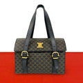 Celine Macadam Blason Pattern Triomphe Logo Leather Mini Boston Bag Brown