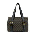 Celine Macadam Blason Pattern Triomphe Logo Leather Mini Boston Bag Brown — view 3
