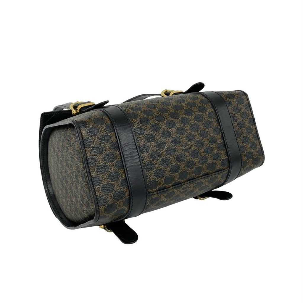Celine Macadam Blason Pattern Triomphe Logo Leather Mini Boston Bag Brown — view 7