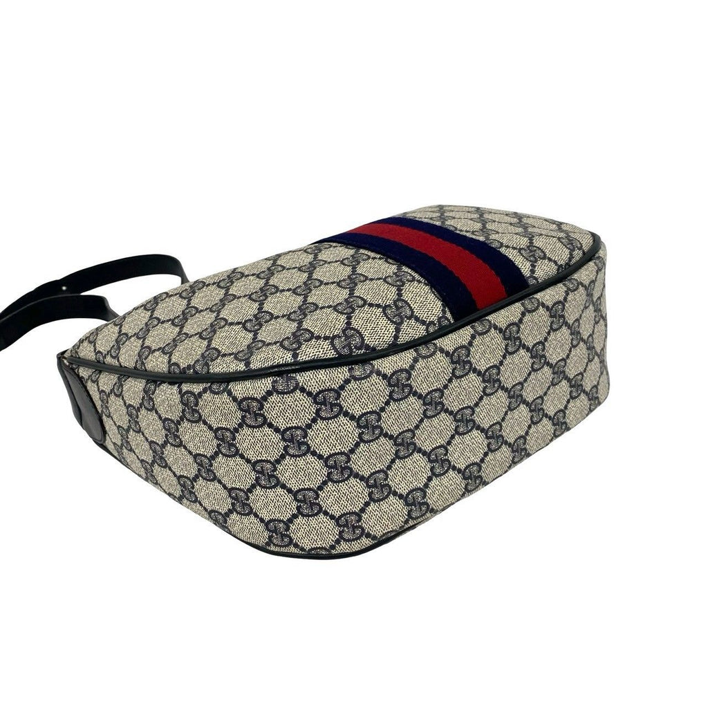 Gucci Vintage GG Logo Pattern Sherry Line Leather Shoulder Bag Navy — view 7