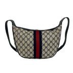 Gucci Vintage GG Logo Pattern Sherry Line Leather Shoulder Bag Navy — view 3
