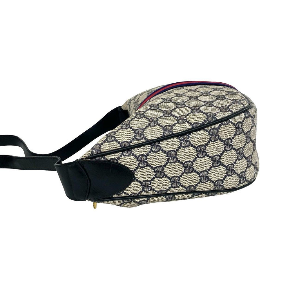 Gucci Vintage GG Logo Pattern Sherry Line Leather Shoulder Bag Navy — view 5