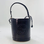Gucci Bucket Shape Shoulder Bag Interlocking G Logo Vintage Patent Brown