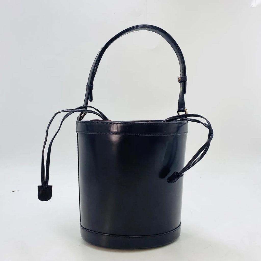 Gucci Bucket Shape Shoulder Bag Interlocking G Logo Vintage Patent Brown — view 2