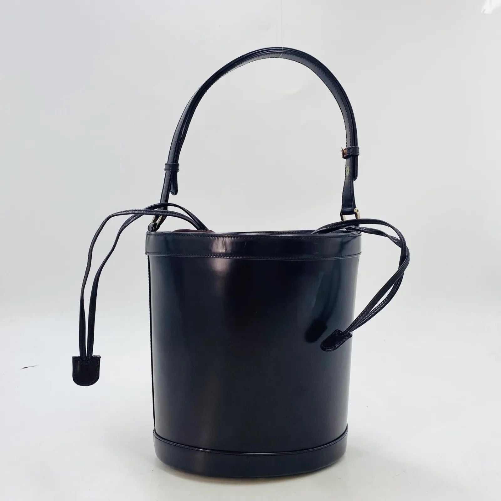 Gucci Bucket Shape Shoulder Bag Interlocking G Logo Vintage Patent Brown — view 2