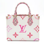 Louis Vuitton On The Go PM Handbag White Pink