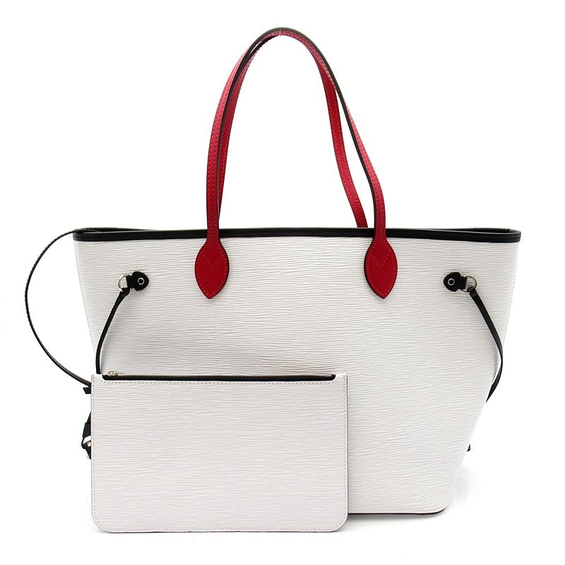 Louis Vuitton Neverfull MM Epi Tote Bag Blanc Optique