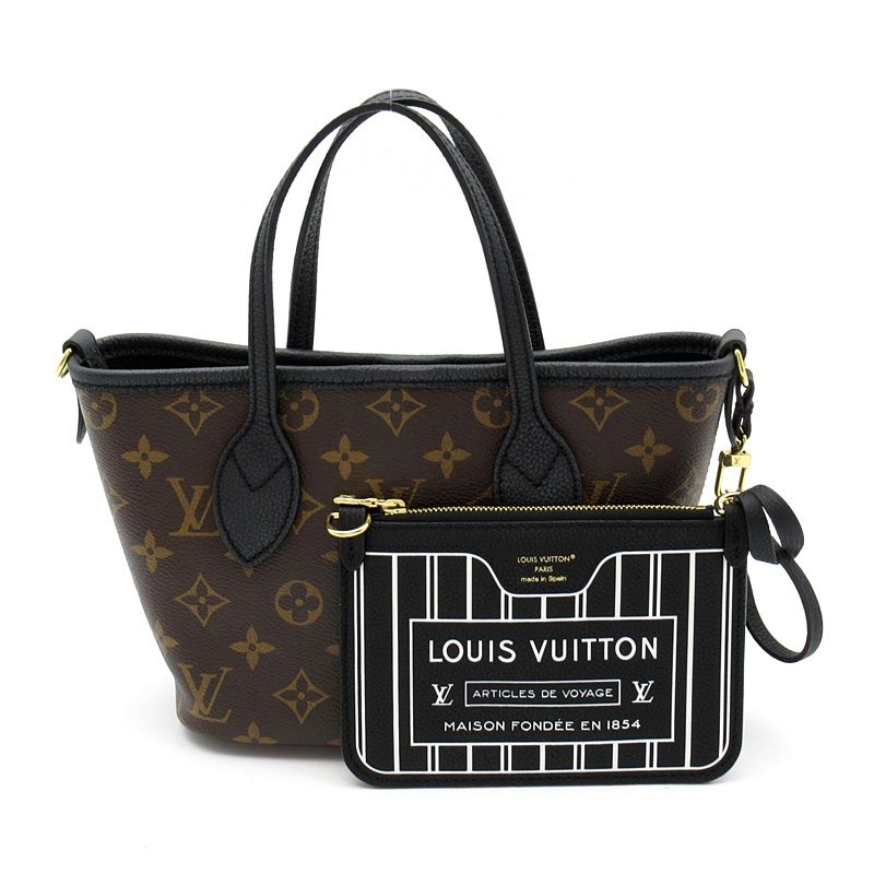 Louis Vuitton Neverfull Inside Out Monogram Leather Tote Bag Black