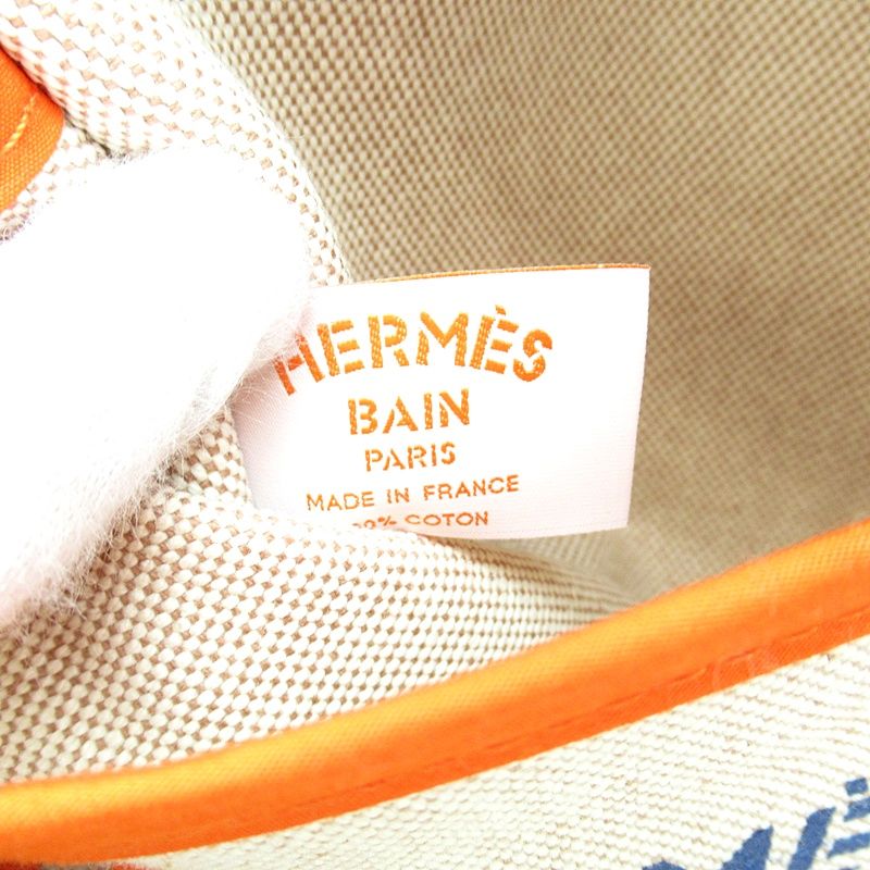 Hermes Beachbag Palm Tree 01 Cotton Tote Bag Khaki Groseille Ciel — view 8