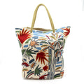 Hermes Beachbag Palm Tree 01 Cotton Tote Bag Khaki Groseille Ciel