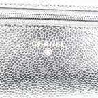 Chanel Quilted Chain Wallet Caviar Leather Shoulder Bag Black — view 8