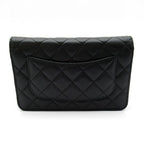 Chanel Quilted Chain Wallet Caviar Leather Shoulder Bag Black — view 4