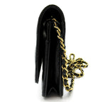 Chanel Quilted Chain Wallet Caviar Leather Shoulder Bag Black — view 3