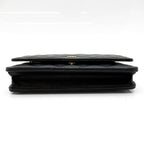 Chanel Quilted Chain Wallet Caviar Leather Shoulder Bag Black — view 6