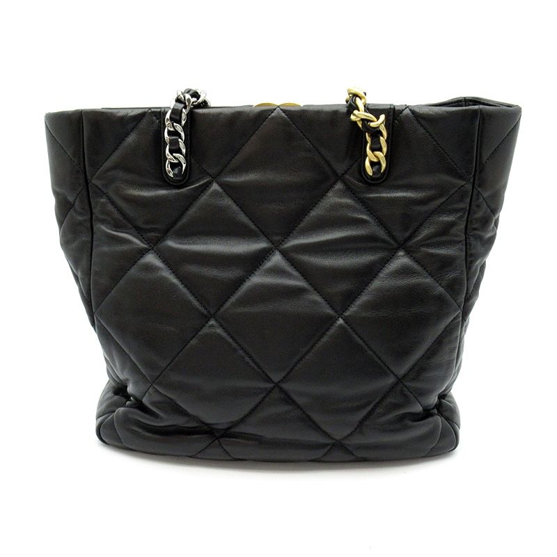 Chanel 19 Dixneuf Chain Tote Lambskin Shoulder Bag Black — view 4