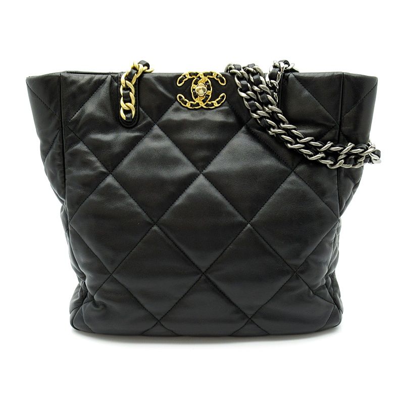 Chanel 19 Dixneuf Chain Tote Lambskin Shoulder Bag Black