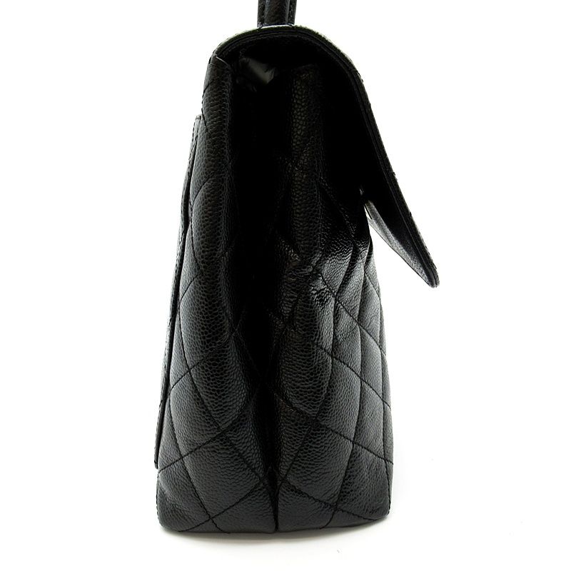 Chanel Quilted Handbag Caviar Leather Black — view 5