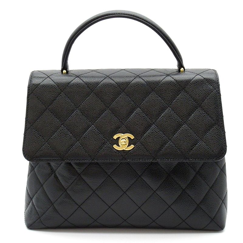 Chanel Quilted Handbag Caviar Leather Black