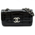 Chanel Chain Shoulder Bag Patent Leather Black