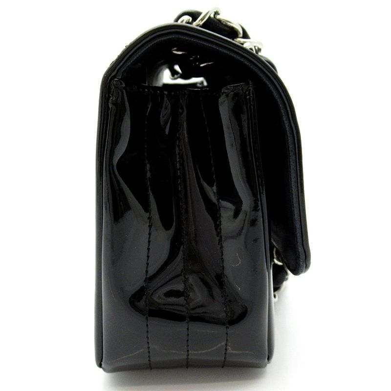 Chanel Chain Shoulder Bag Patent Leather Black — view 5